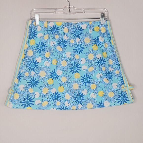 Lilly Pulitzer Vintage Blue Floral Sunflower Bow Skirt Sz 10 - Picture 9 of 9